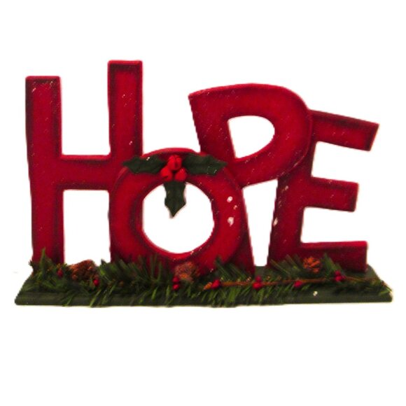Hope Christmas decoration of greenry and snowflaked sign - Picture 1 of 5